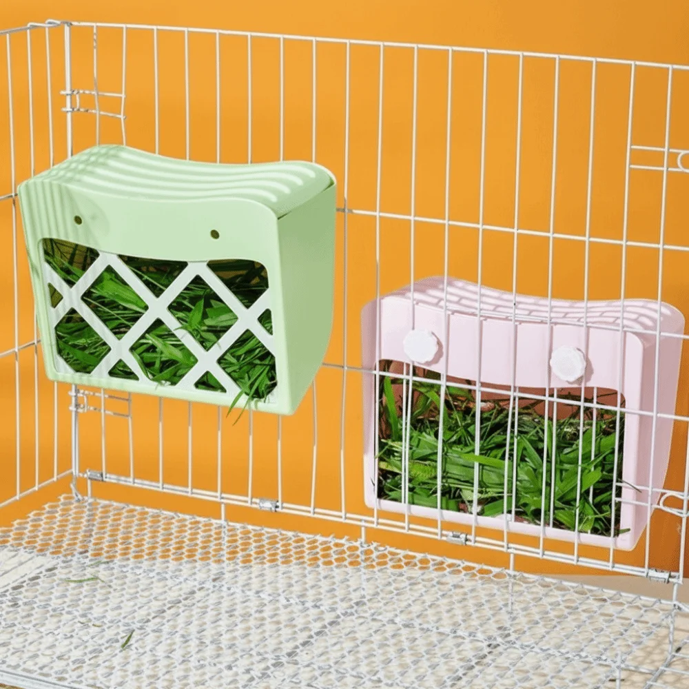 

Practical Hanging Rabbit Hay Feeder Fixed Anti-tipping Bunny Food Feeder Large Capacity with Lid Hay Manger Grass Rack