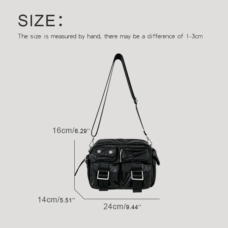 Korean Casual Messenger Bags For Women Luxury Designer Handbags Purses 2023 New In PU Multiple Pockets Moto & Biker Shoulder Bag