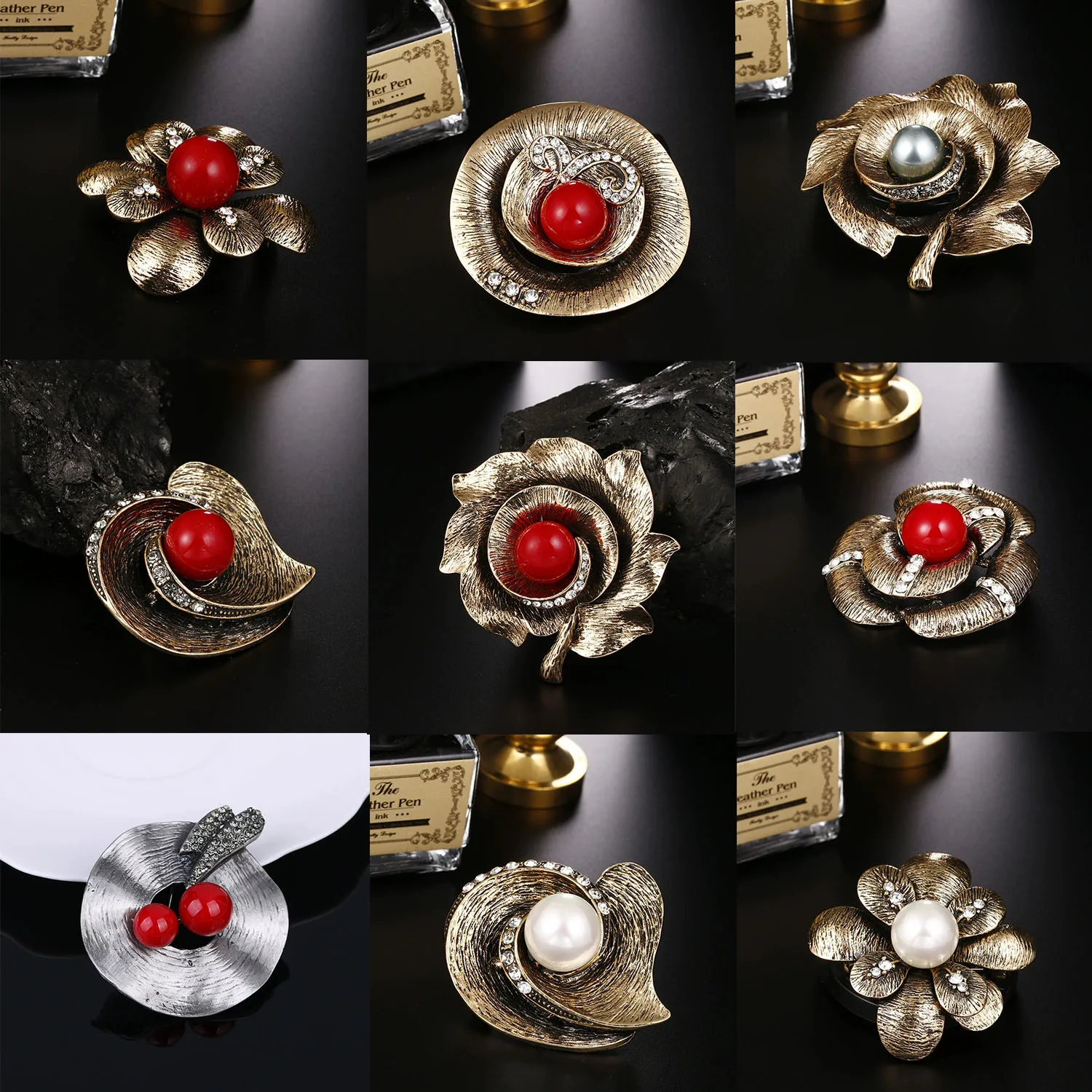 Hot brooch, high-end and light luxury clothing accessories, brooch jewelry, pearl brooch, enamel pressed collar