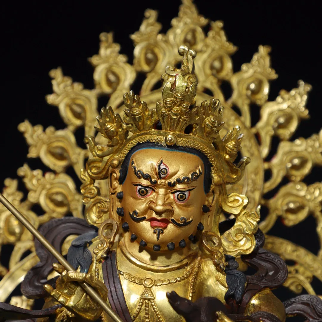 Tibetan Brass Gilded Color Painted Face, Treasure, Heavenly King, White Wealth Statue Decoration, Home Buddhist Hall Supplies 52