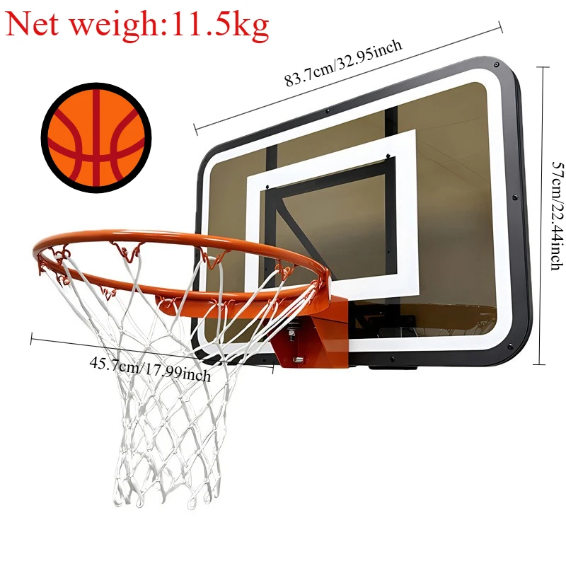 Tabellone con telaio da basket a parete per interni ed esterni per canestro di aggiornamento per tennis da competizione di allenamento