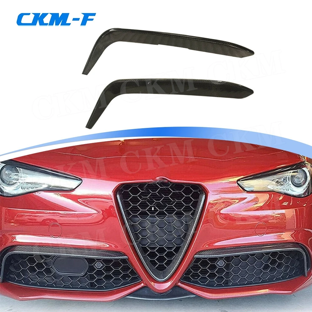 Carbon Fiber Front Fog Lamp Air Vent Trims Strips Bodykits for Alfa Romeo Giulia 2016 2017 2018 2019 Car Accessories