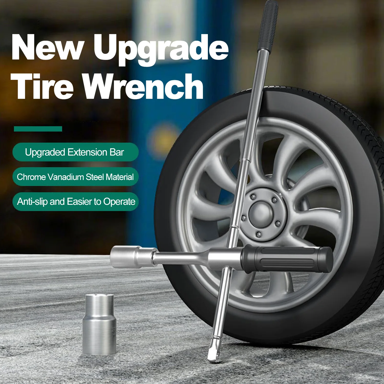 

Universal Wrench Tire Iron Nut Wrench Set with Storage Bag Standard Sockets (17/19/21/23mm)Duty Cross Wheel Wrench Removal Tool