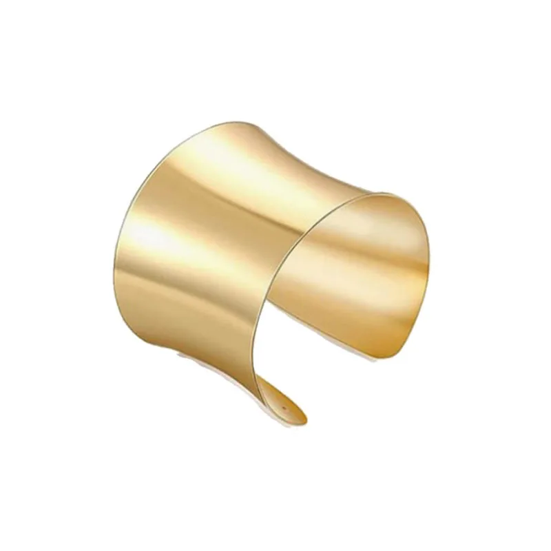 Exaggerated Wide Open Metal Bracelet Mirror Surface High Quality Fashion Dance Style Versatile Smooth Face Bracelet for Women