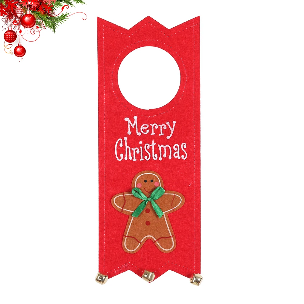 1pc Natale Maniglia della porta Ciondolo Gingerbread Man Man Maniglia della porta Ornamento Decorazione appesa per le vacanze Home Office Hotel Ristorante