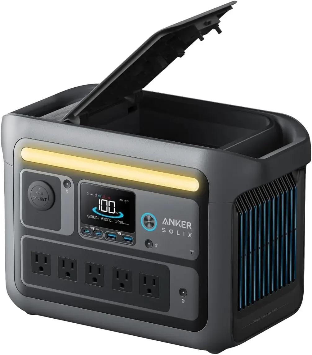 Anker SOLIX C800 Portable Power Station, 1200W (Peak 1600W) Solar Generator, Full Charge in 58 Min, 768Wh LiFePO4 Battery