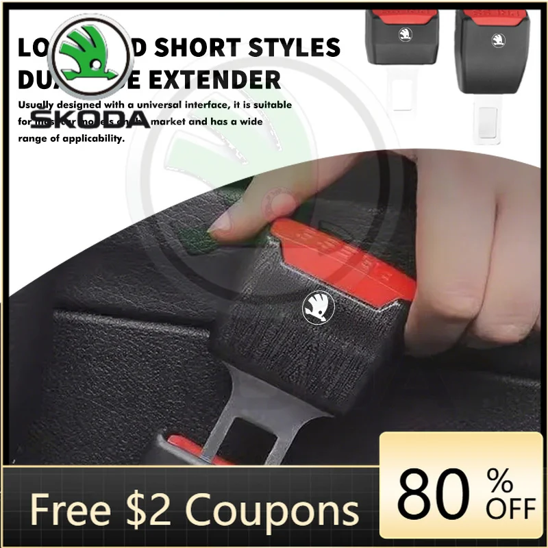 

2026 New Hot For Skoda Car Sticker For Skoda Car Seat Belt Clip Extender Safety Seatbelt Lock Buckle Plug Auto Accessories Kamiq