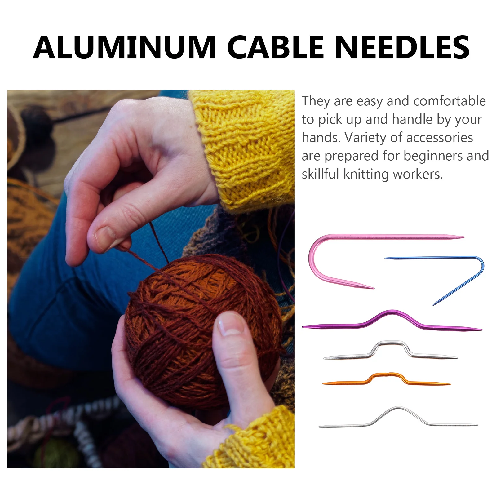 

18pcs Knitting Tool Set Aluminum Crooked Needle For Sweater Hat Scarf Diy Weaving Needles Cable Stitch Holders U Shape Needle