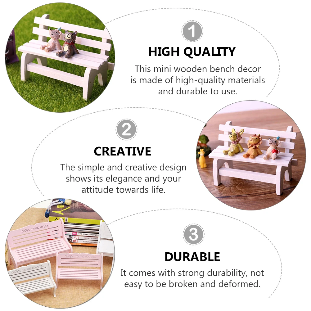 2 PCS Decorate Small White Chair Office Indoor Furniture Model Wooden Miniature