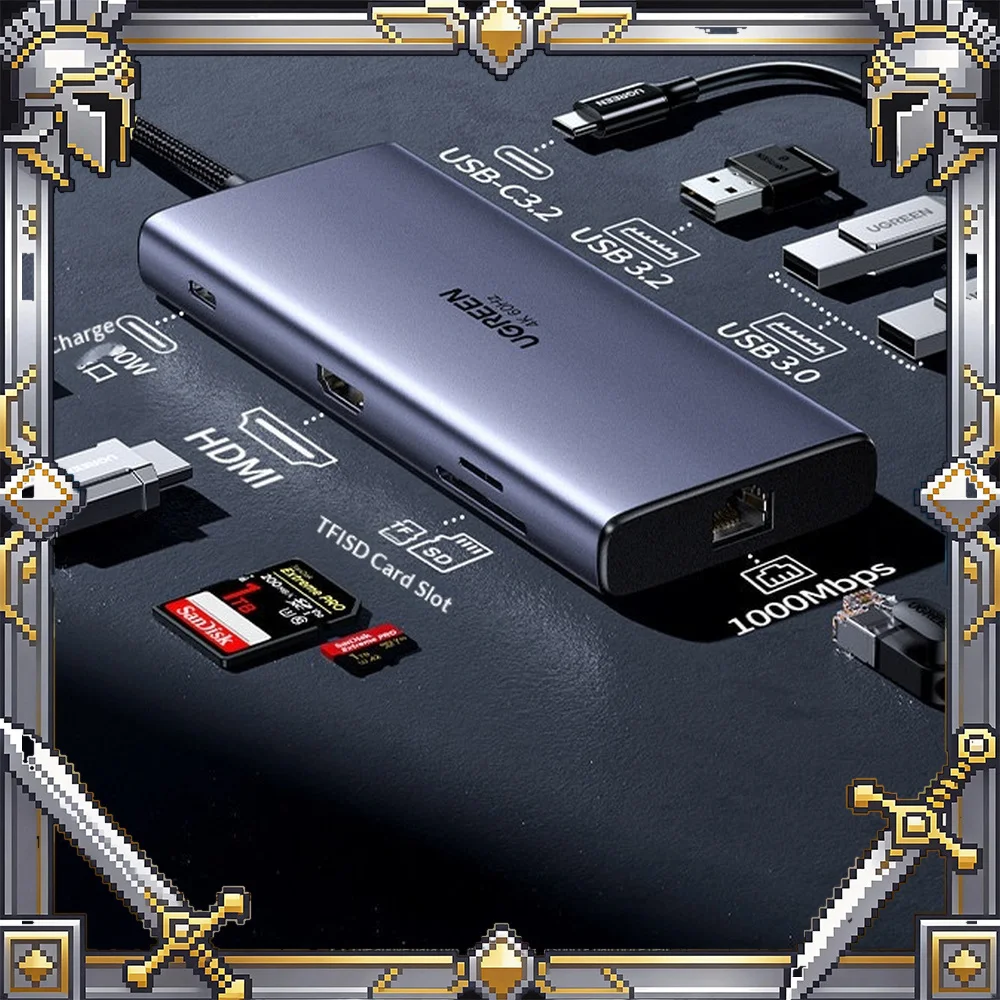 UGREEN CM639 15532 9 in 1 USB C Hub 10Gbps Docking Station 4K 60Hz HDMI Gigabit Ethernet SD TF PD 100W