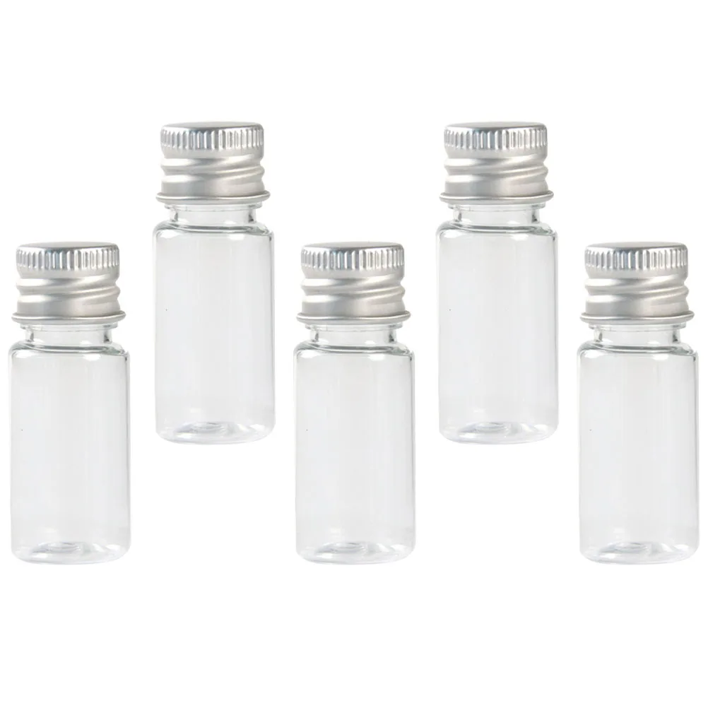 

5pcs Pet Plastic Travel Bottles Clear Leakproof Containers Aluminum Screw Cap For Foundation Oil Sample Storage