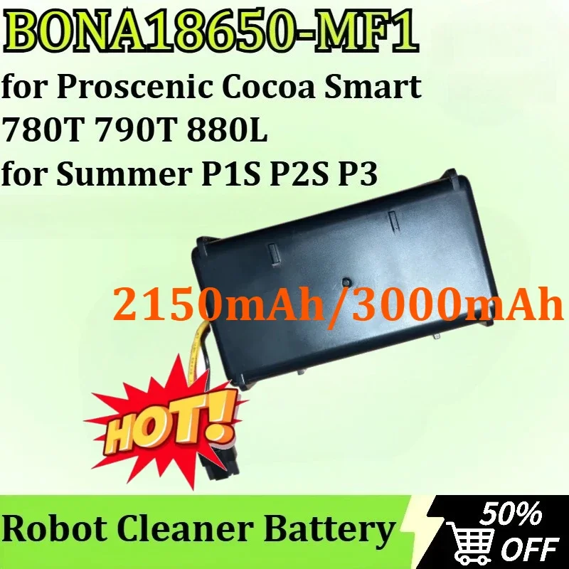 SWZY BONA18650-MF1 14.6V 2150mAh/3000mAh Robot Cleaner Battery for Summer P1S P2S P3 for Proscenic Cocoa Smart 780T 790T 880L