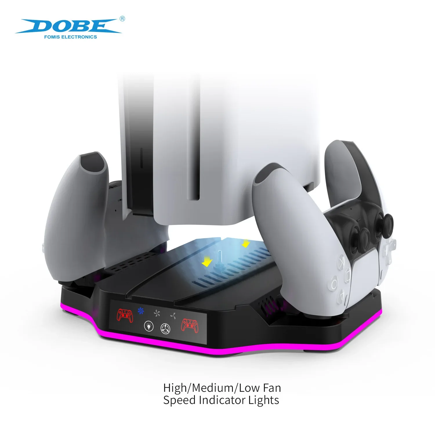 TP5-3583 for PS5slim Multi functional cooling and charging base for PS5 game controller charging stand bracket Storage RGB light