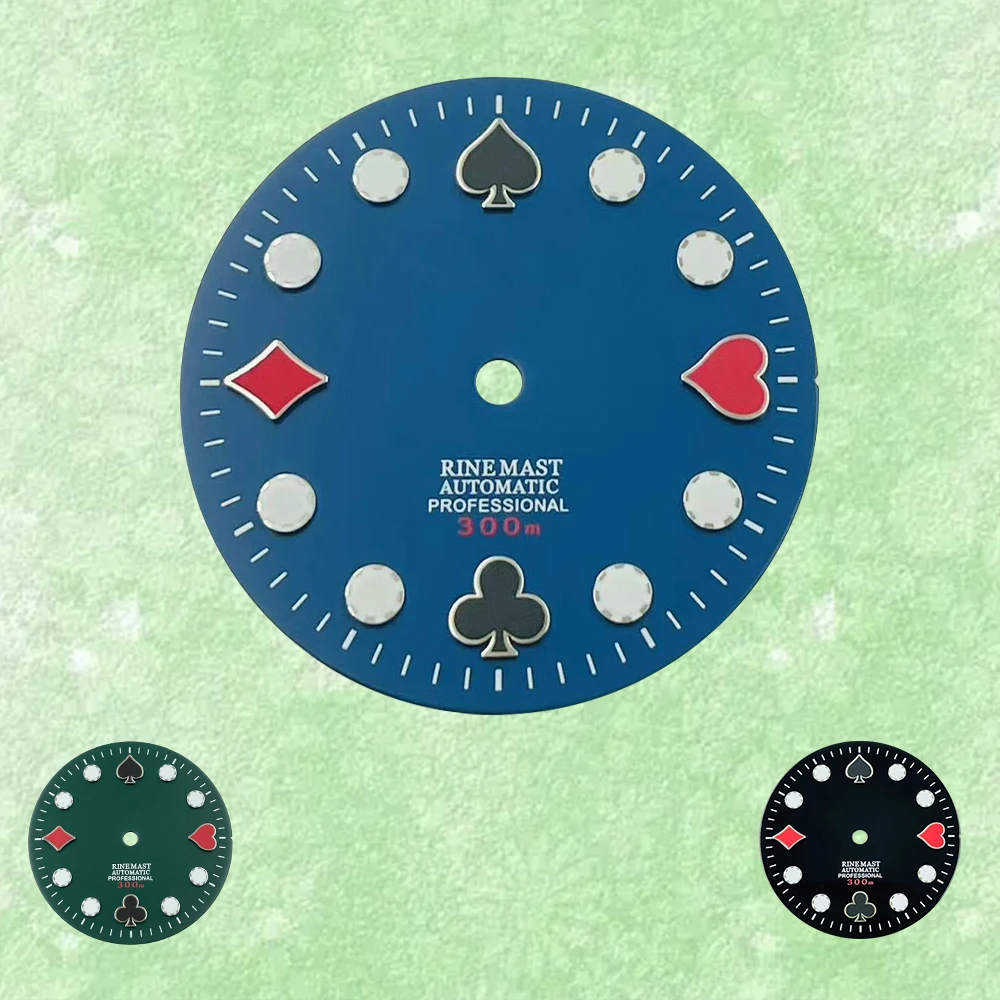 

Poker 28.5mm S Logo Dial Suitable For NH35/NH36/4R/7S Japanese Automatic Movement Green Luminous Watch Modification Accessories