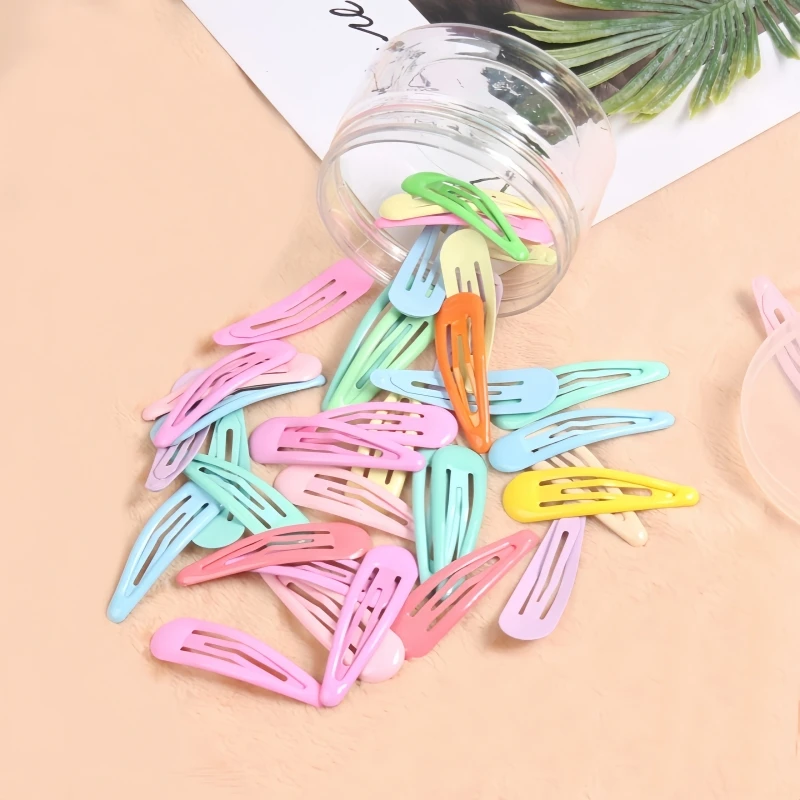 20pcs/ot 5CM Solid Snap Hair Clip BB Headwear Hairpins And Clips For Girls Hair Accessories Barrettes for Children Women