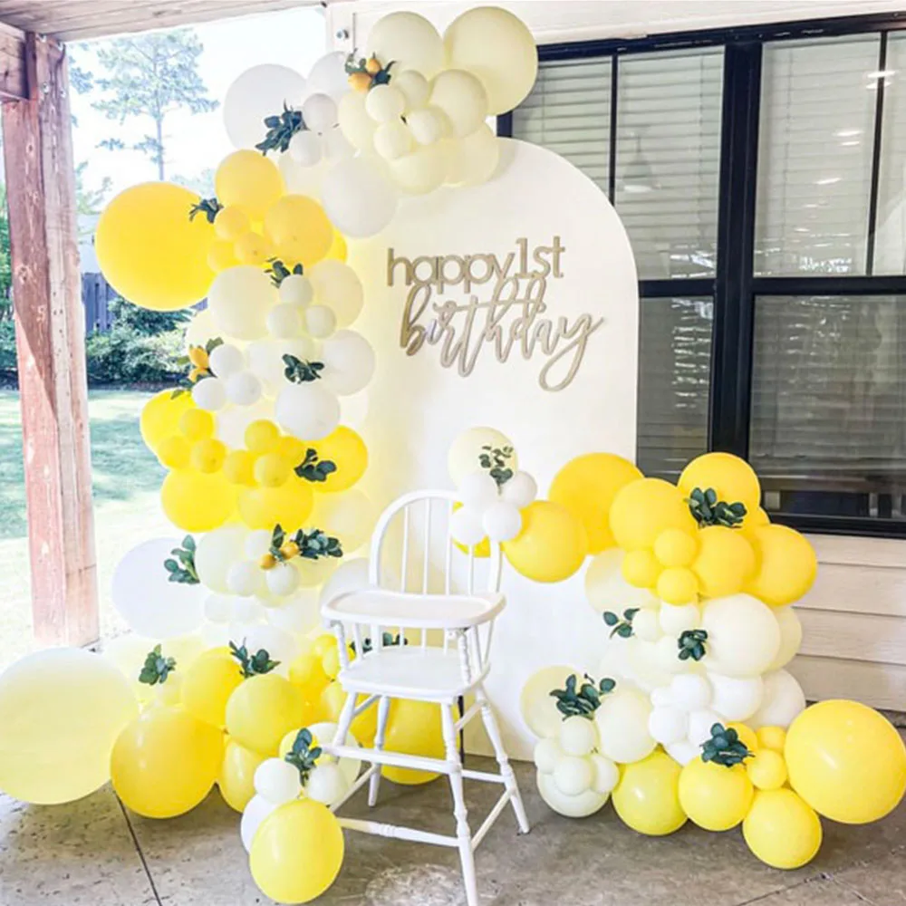 

125pcs Lemon Yellow White Matte Latex Balloon Garland Arch Kit for Baby Shower Wedding Anniversary Birthday Party Decoration