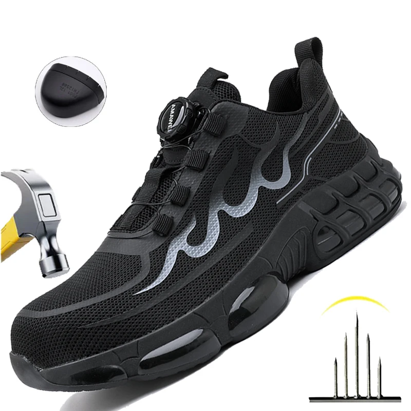 

Защитные ботинки со стальным носком, противоударная дышащая рабочая обувь, модная мужская спортивная обувь, защитные ботинки, мужская промышленная обувь