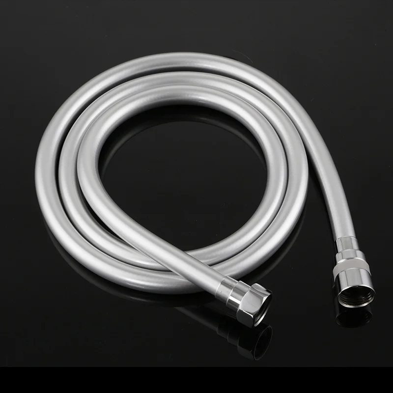 PVC High Pressure Silver  Smooth Shower Hose for Bath Handheld  Head Flexible   360 Rotation  Water