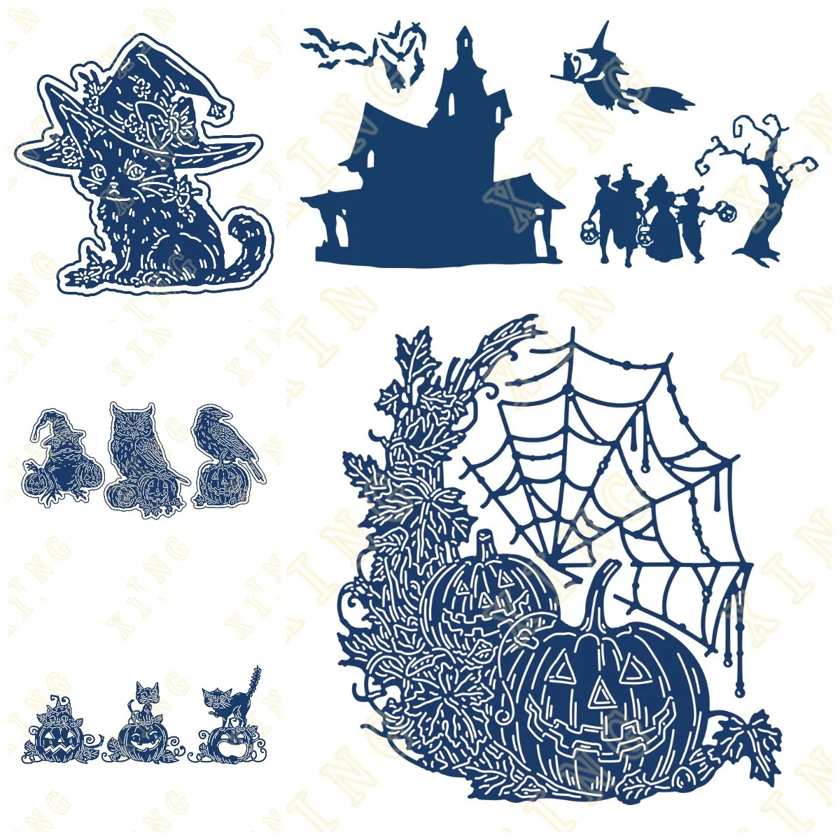 

Newest Halloween Harvest Spooky Silhouettes Metal Craft Cutting Dies for Diy Scrapbooking Paper Diary Decoration Manual Handmade