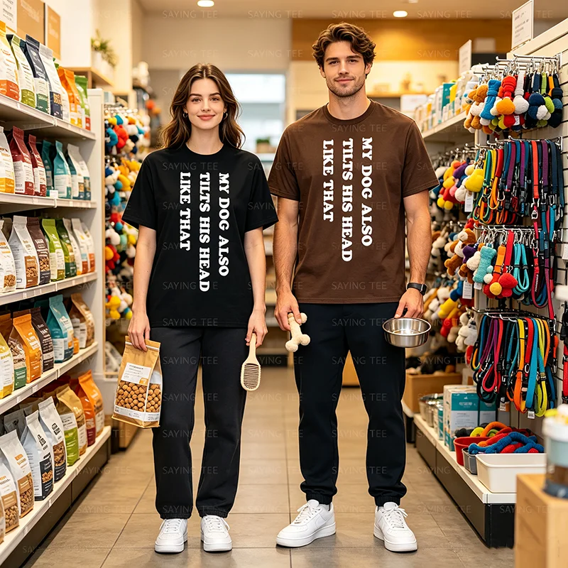 Mein Hund hebt auch seinen Kopf so an, lustiges Hundeliebhaber-T-Shirt, Y2K-Hundehumor, Buchstaben-Print, Streetwear, Welpenverhalten-Spruch-T-Shirt – Detail 3