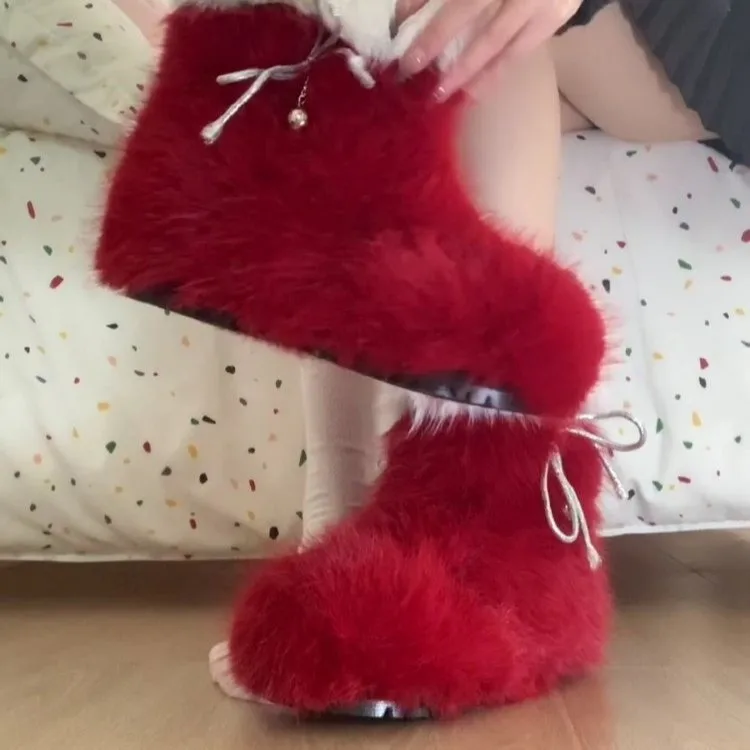 

New winter 2025 fleece and thickened warm cotton shoes, women's flat short-top insole height-increasing snow boots