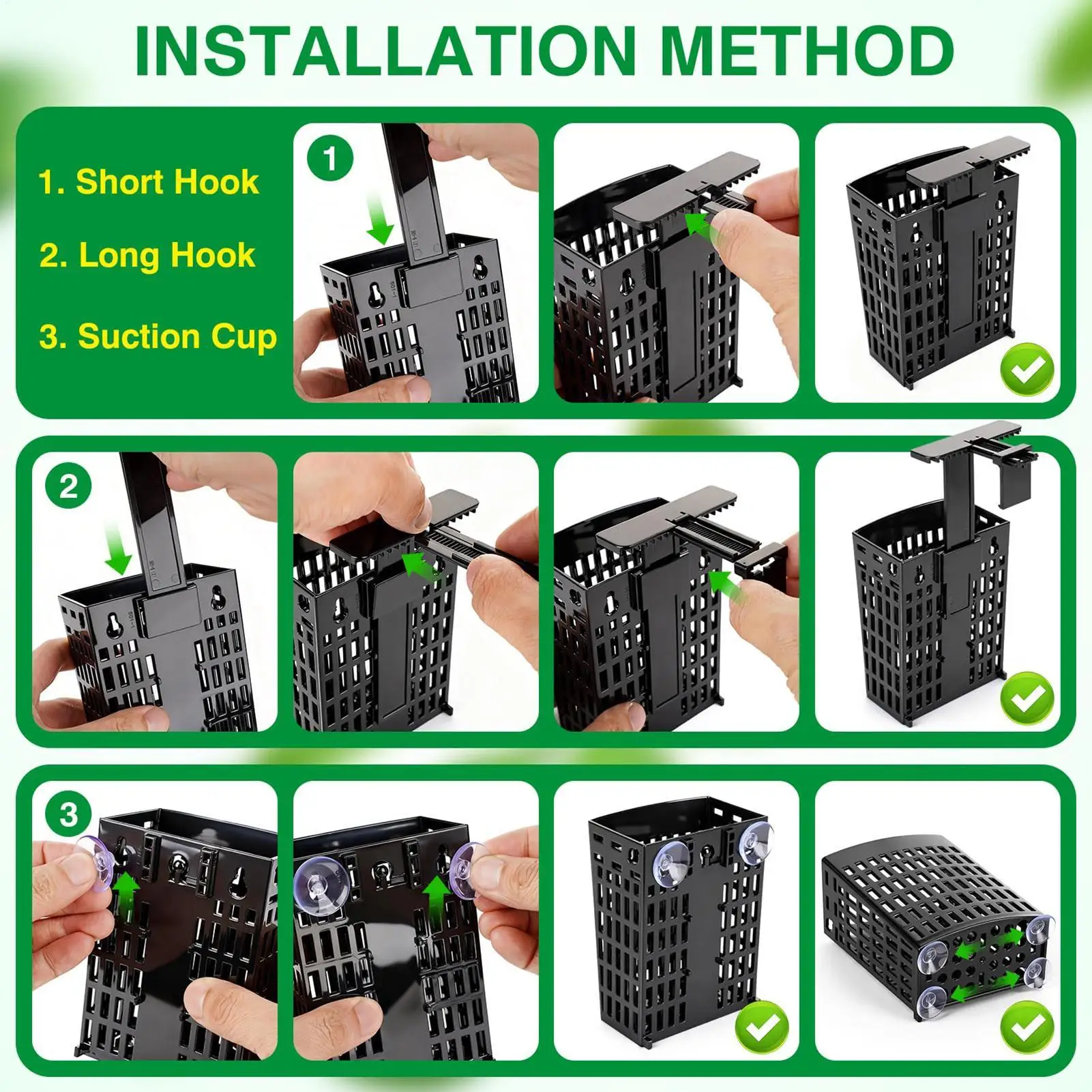 

Держатель для растений в аквариуме с регулируемой высотой, крючком и присоской для аквариумных рыбок, бетт и креветок