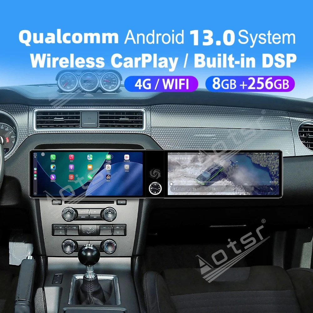 

Двойной 12,3-дюймовый автомобильный мультимедийный центр Qualcomm Carplay Android для Ford Mondeo Fusion Mustang 2009~2012, GPS-автомагнитола