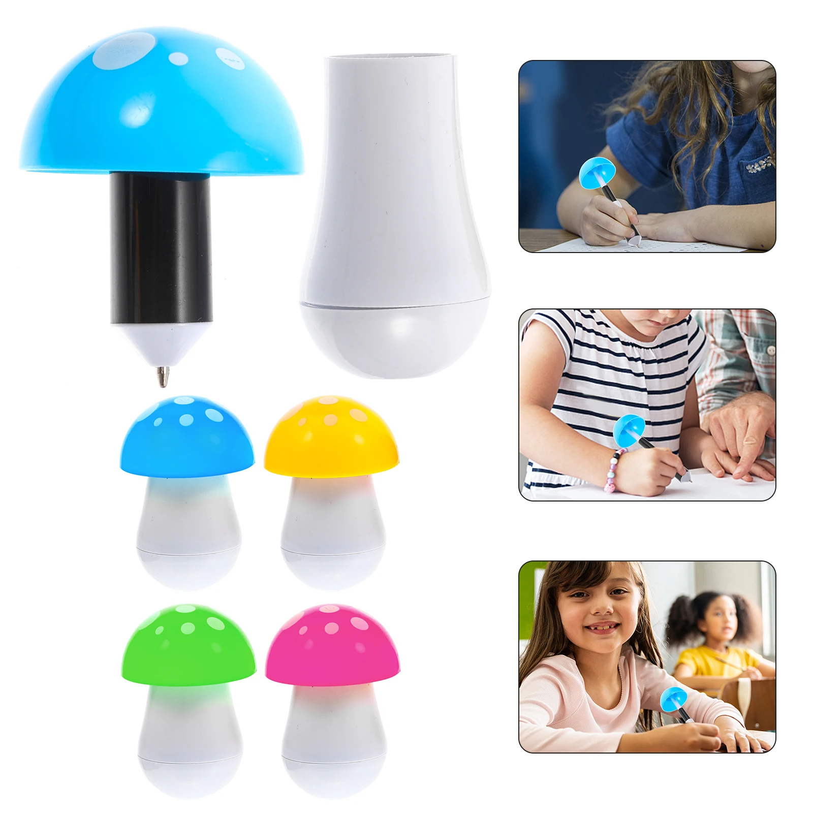 30pcs Mushroom Shape Retractable Ballpoint Pens Adorable Fat Function Student Accessory Gifts Party Favor Lightweight