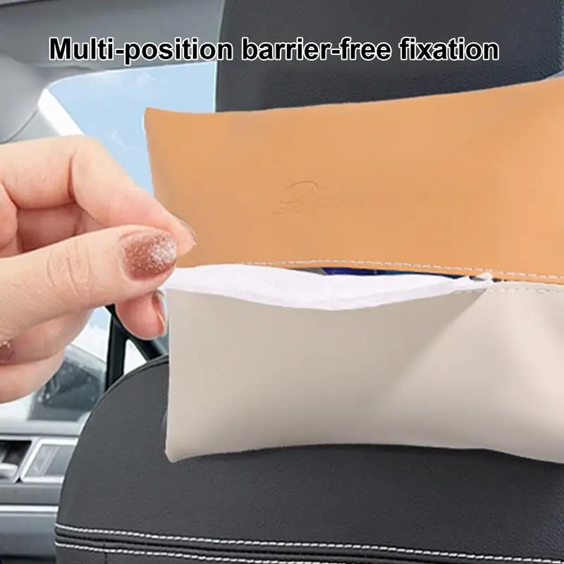 Car Tissue Box Elegant PU Leather Tissue Holder for Car Multifunctional Household Tissue Box with High Capacity Decorative Cat