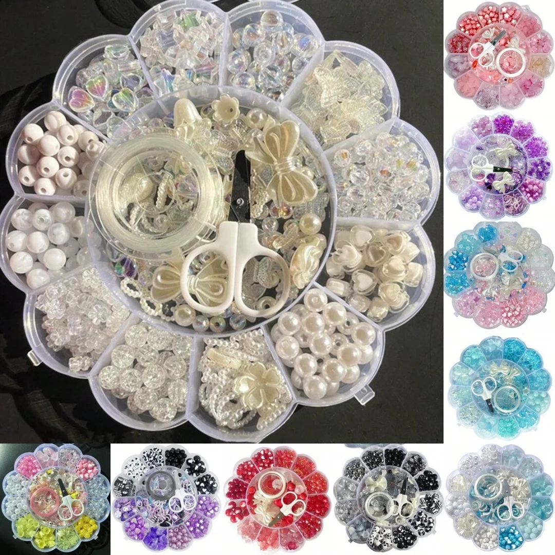 13 grilles de perles acryliques de 0,6 à 2,6 centimètres, couleurs mélangées, pour la fabrication de bracelets, colliers, bagues, etc.