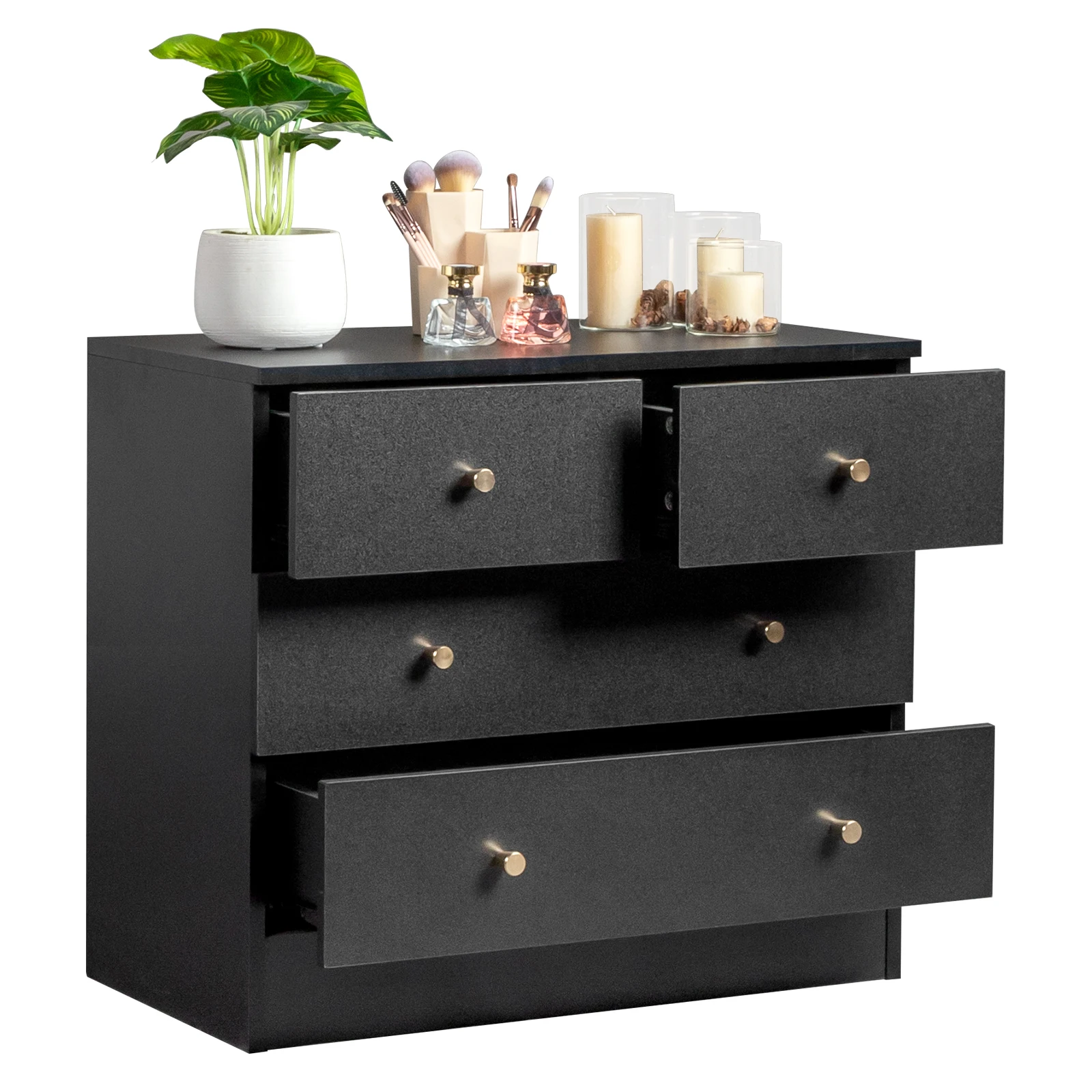 Modern eenvoudig dressoir met 4 lades, zwart