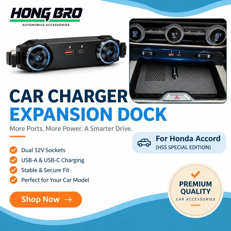 for Hongqi HS5 Car Interior Essential Charger Cigarette Lighter Modified Super Fast Charging Docking Station with Telescopic