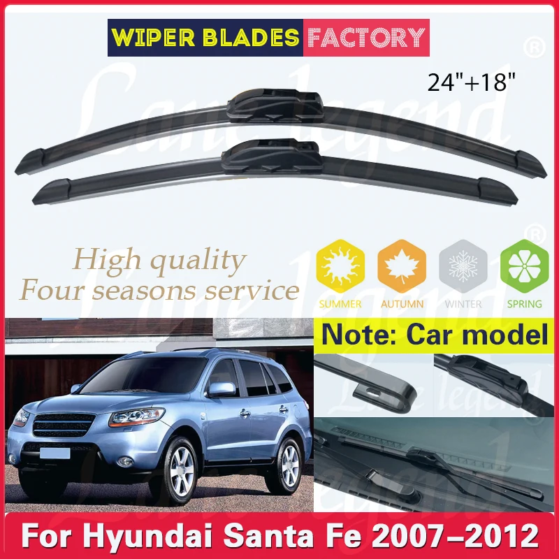 

Car Wiper Blade Blades For Hyundai Santa Fe CM MK2 2007 - 2012 Windshield Windscreen Clean Naturl Rubber Car Accessories 24"+18"