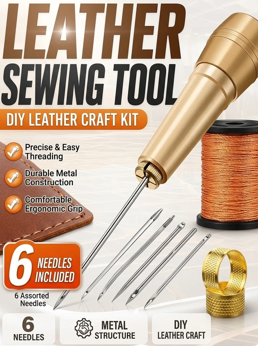 Leather Stitching Tool, Hand Sewing Awl for Leather Craft DIY, Leather Working Punch Tool for Wallets Bags and Handmade Projects