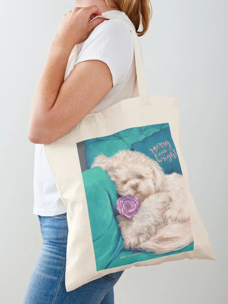Luke, Shih Tzu Puppy, Merry and Bright Tote Bag tote bag woman woman shopping bag for beach large size bags