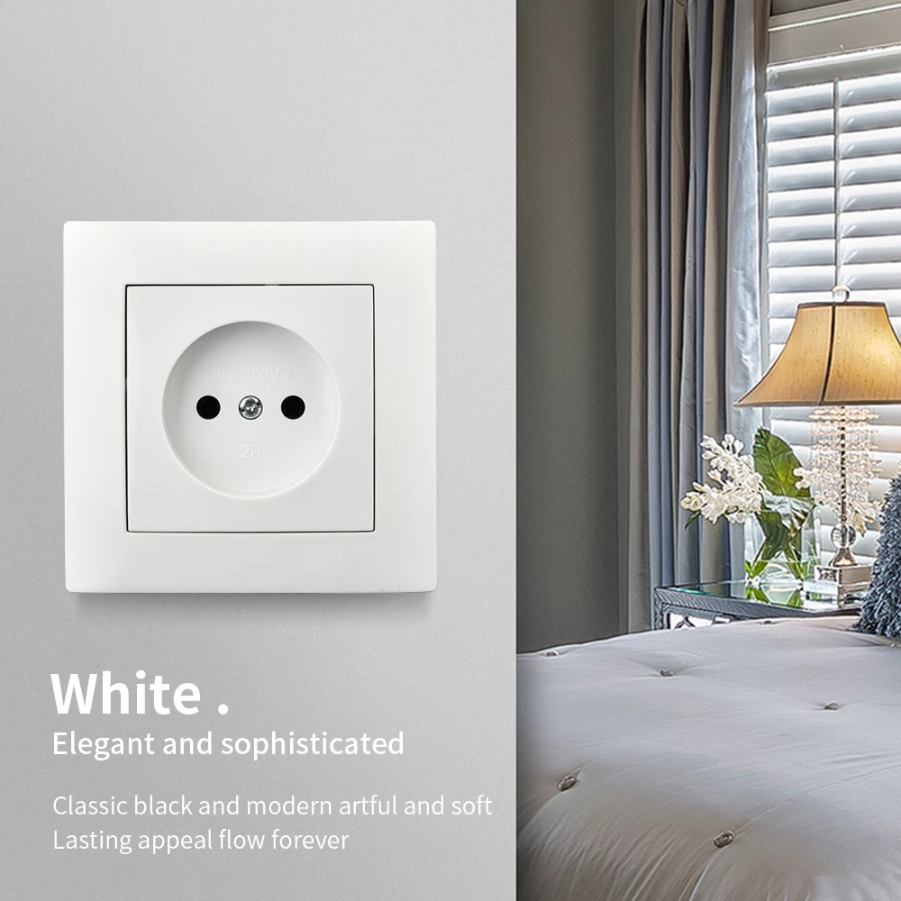 WESA Power Socket 16A EU Standard Electrical Outlett Not Ground 86mm*86mm White Flame Retardant PC Panel Wall Socket News