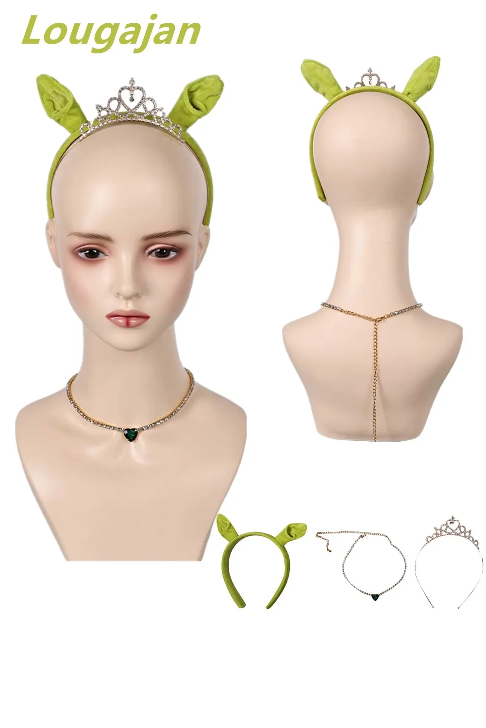 Fiona Headband Cosplay Crown Wig Necklace Fantasy Costume Disguise for Adult Women Female Halloween Carnival Props Accessories