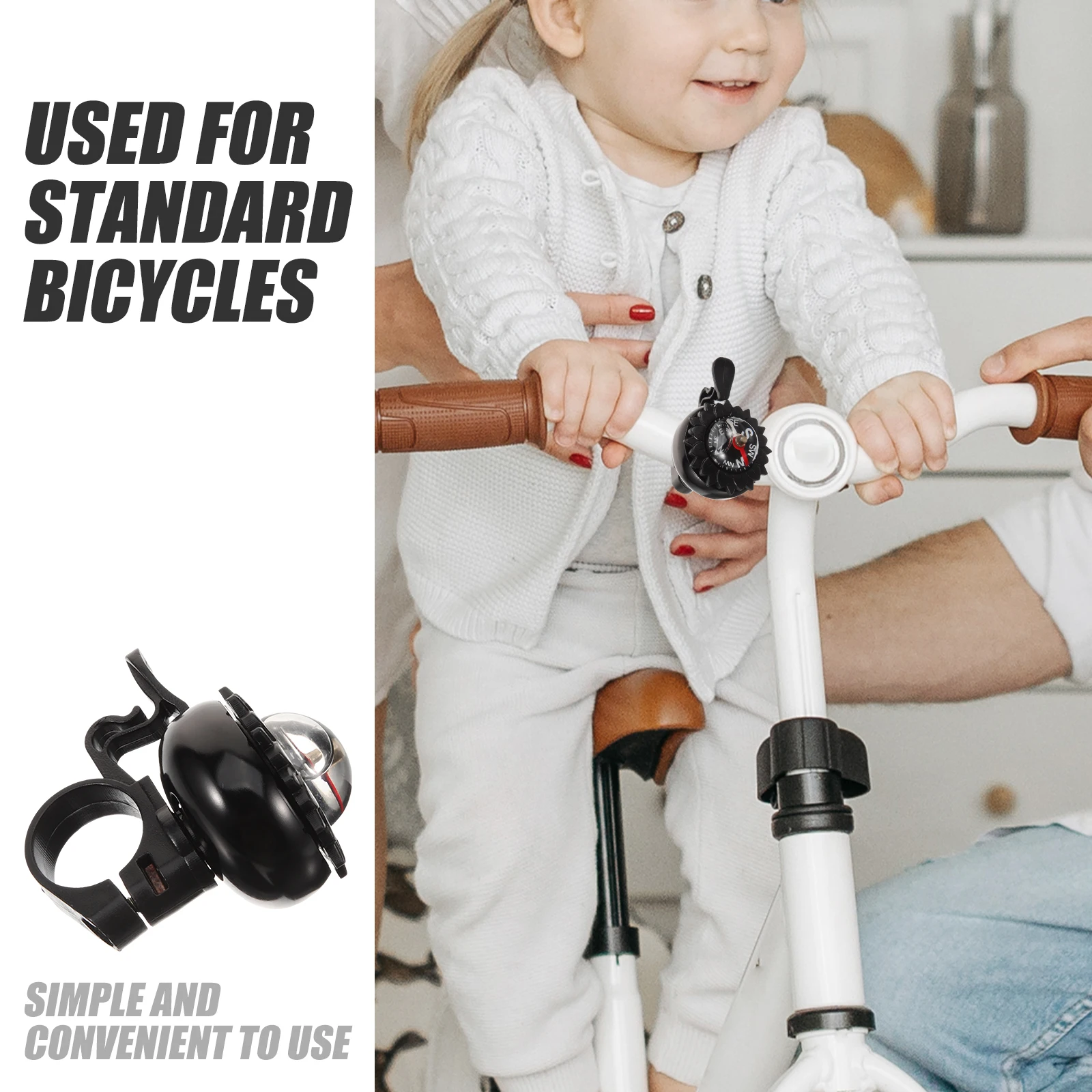 

Aluminum Alloy Bicycle Bell Multi-function Loud Ringing for Road Mountain Folding Bike Red Portable Practical Cycling