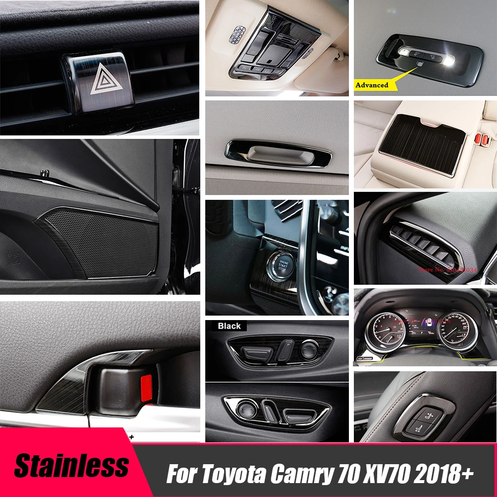 

For Toyota Camry 2018-2023 Stainless Car Front Center Console Box Storage Box Steering Wheel Dashboard Trim Sticker Accessories