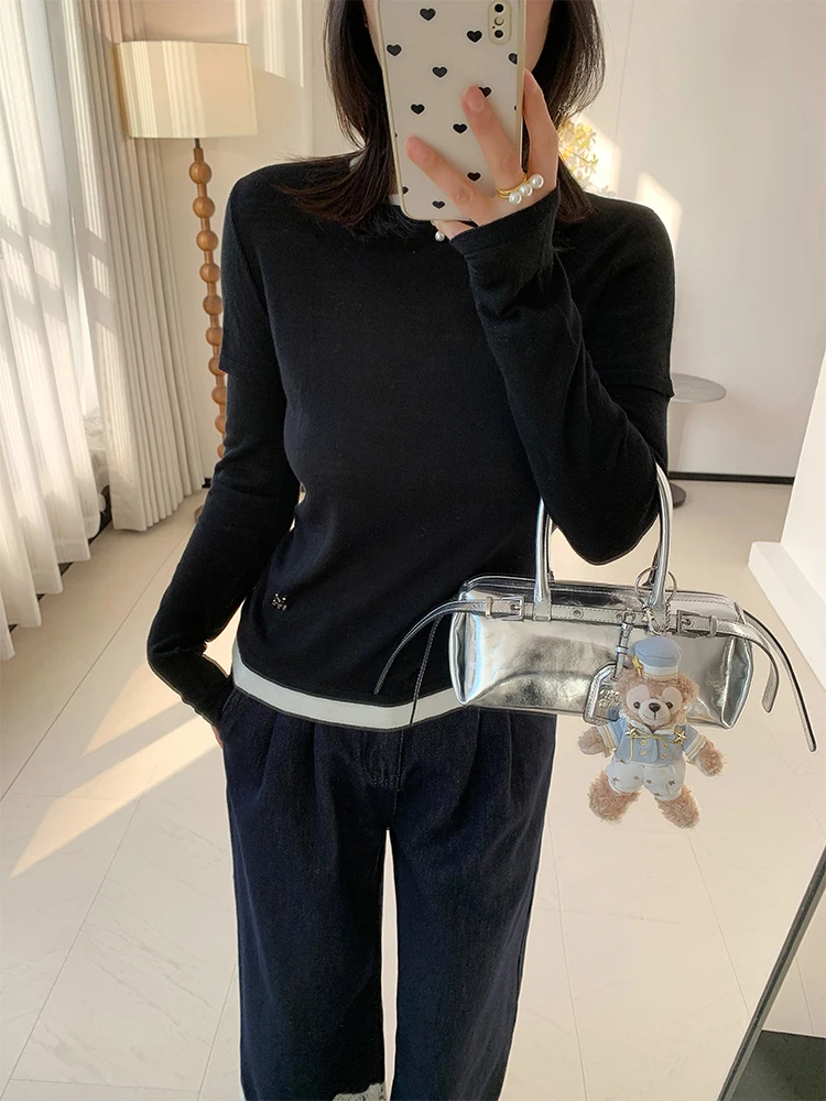 

Мягкий шерстяной вязаный свитер, женский базовый слой, комплект из двух предметов, весенний комплект Straight Tube Long Sve round Ne