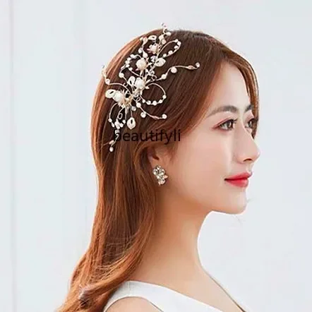 Bridal Tiara Mori Xianmei Wedding Dress Hair Accessories Gold-plated Champagne Hair Accessories