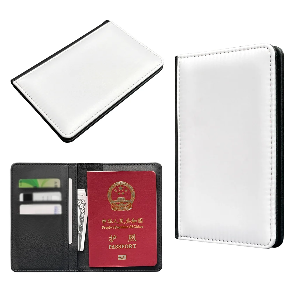 PU Passport Holder Business ID Credit Card Holder Wallet Sublimation Blank Passport Protective Cover For Heat Transfer Print