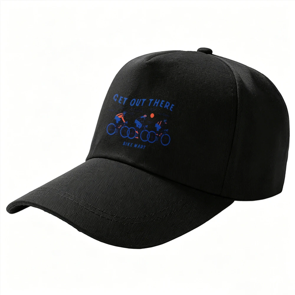 Adjustable Cotton Baseball Cap Get Out There Blue Bicycle Rider Graphic Print Outdoor Sports Sun Cycling Enthusiast Casual Cap