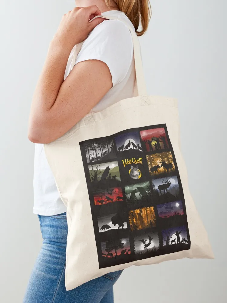 Mosaic of WolfQuest Dreams Tote Bag Canvas bag for women tote bag men large tote hand bags