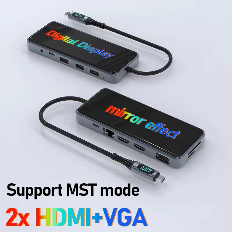 

USB Type-C MST HUB USB-C docking station 2x hdmi for laptop accessories MacBook Thunderbolt Dock HD Mac mini Dell Lenovo HP ASUS