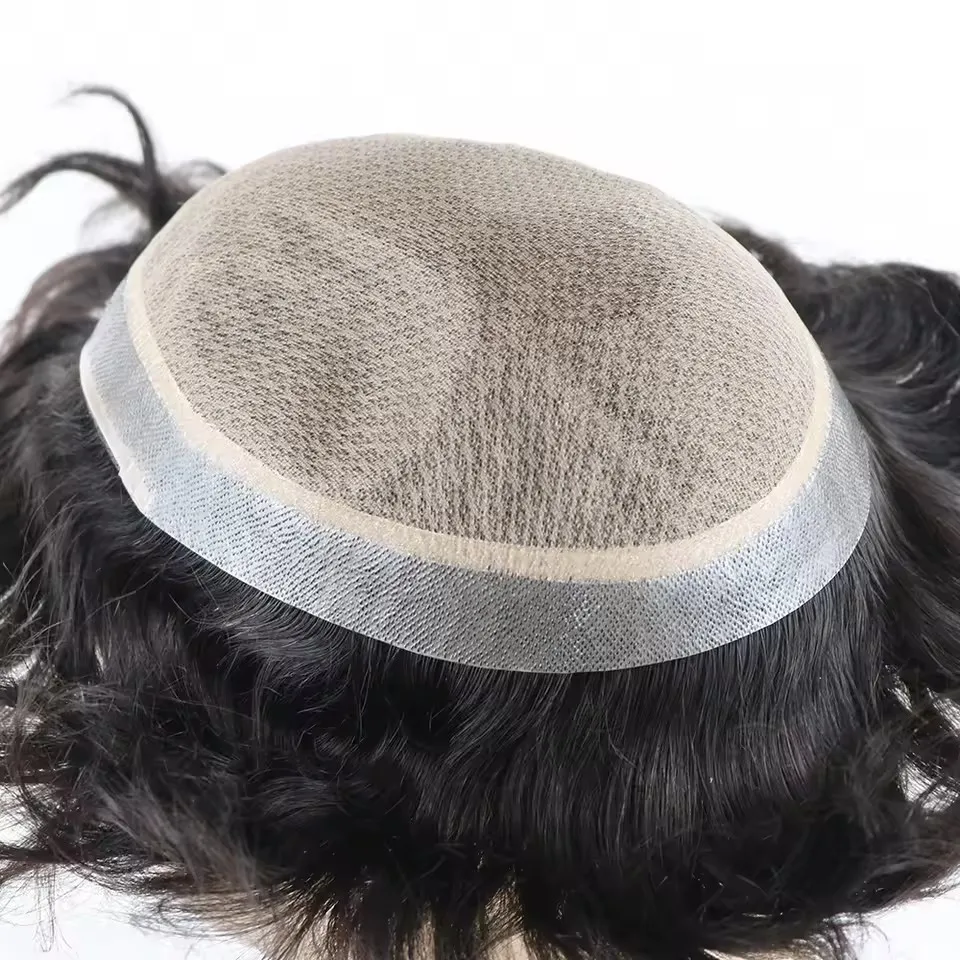 Realistische M-Spitzen-Seidenbasis mit Diamantnetz Herrenperücke, natürlicher Haaransatz, Herren-Toupet, langlebiges 100% Echthaar-System, Herren-Haarteile – Detail 2