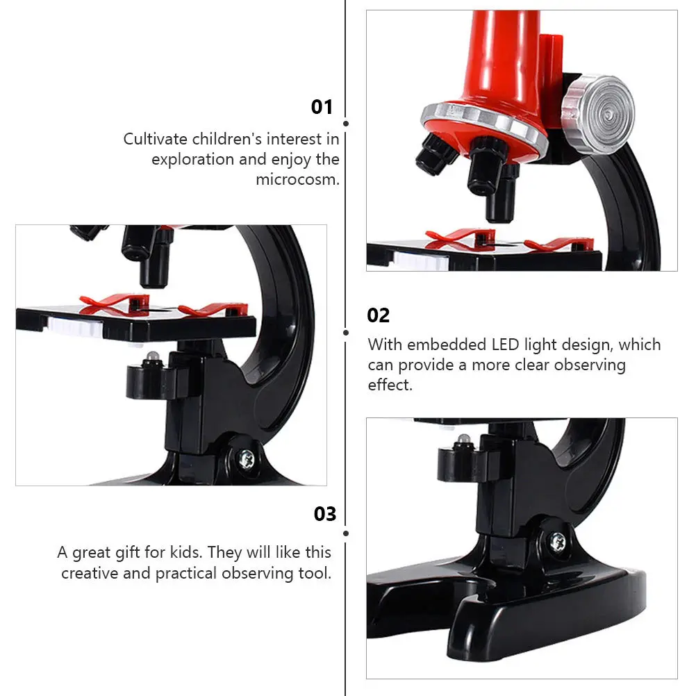 1 ensemble de Microscope scientifique pour enfants 1200X, outil expérimental biologique éducatif, fourniture d'observation en laboratoire, Exploration précoce