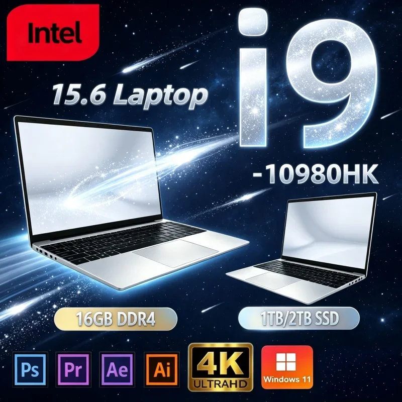 Lightweight 2026 Notebook 15.6" 120Hz IPS FHD I9‑10980HK New Hot 16/32GB RAM 2TB SSD Win11 Large Storage Office Laptop
