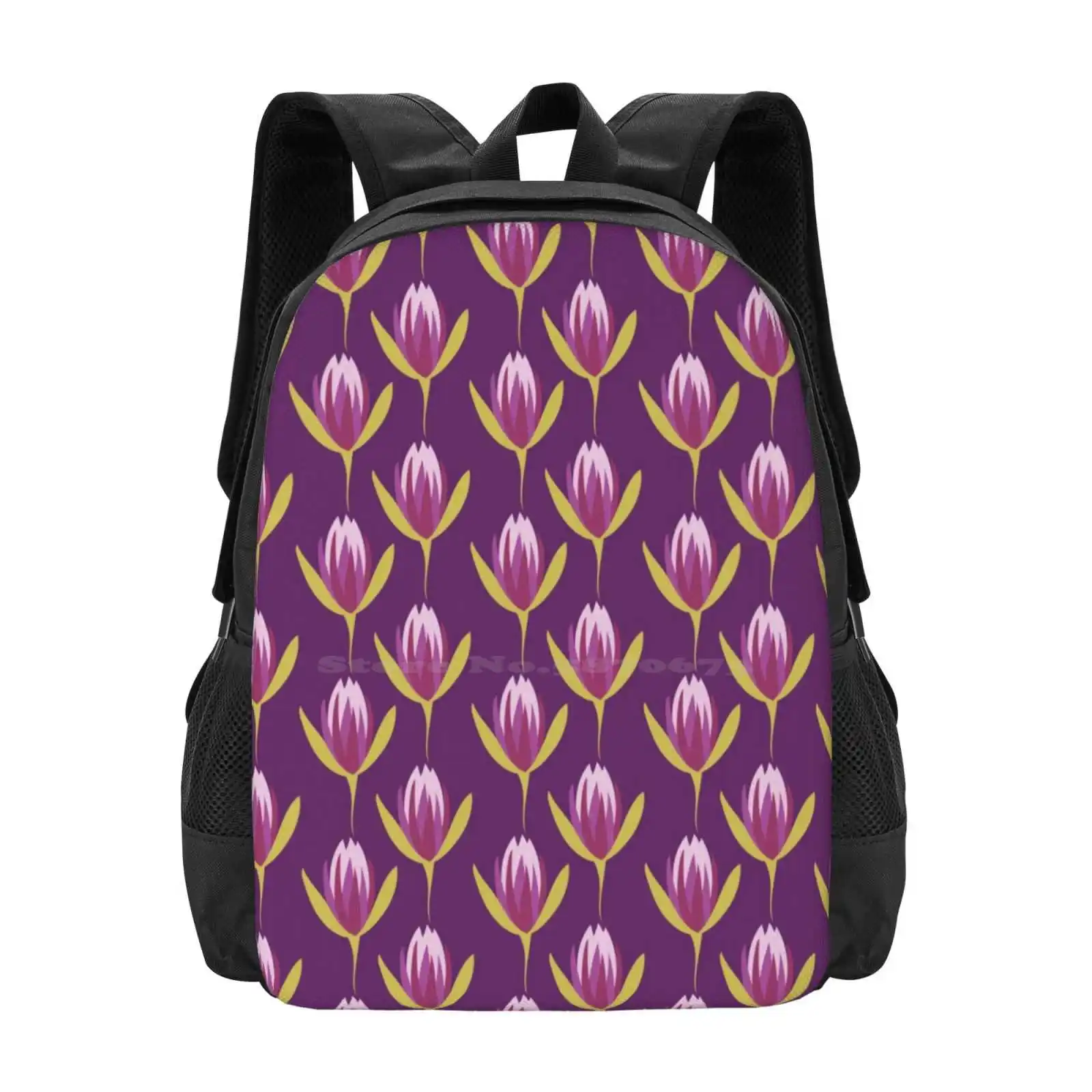 

Purple Shades Floral Pattern Hot Sale Schoolbag Backpack Fashion Bags Flowers Floral Pattern Flower Pattern Purple Flower