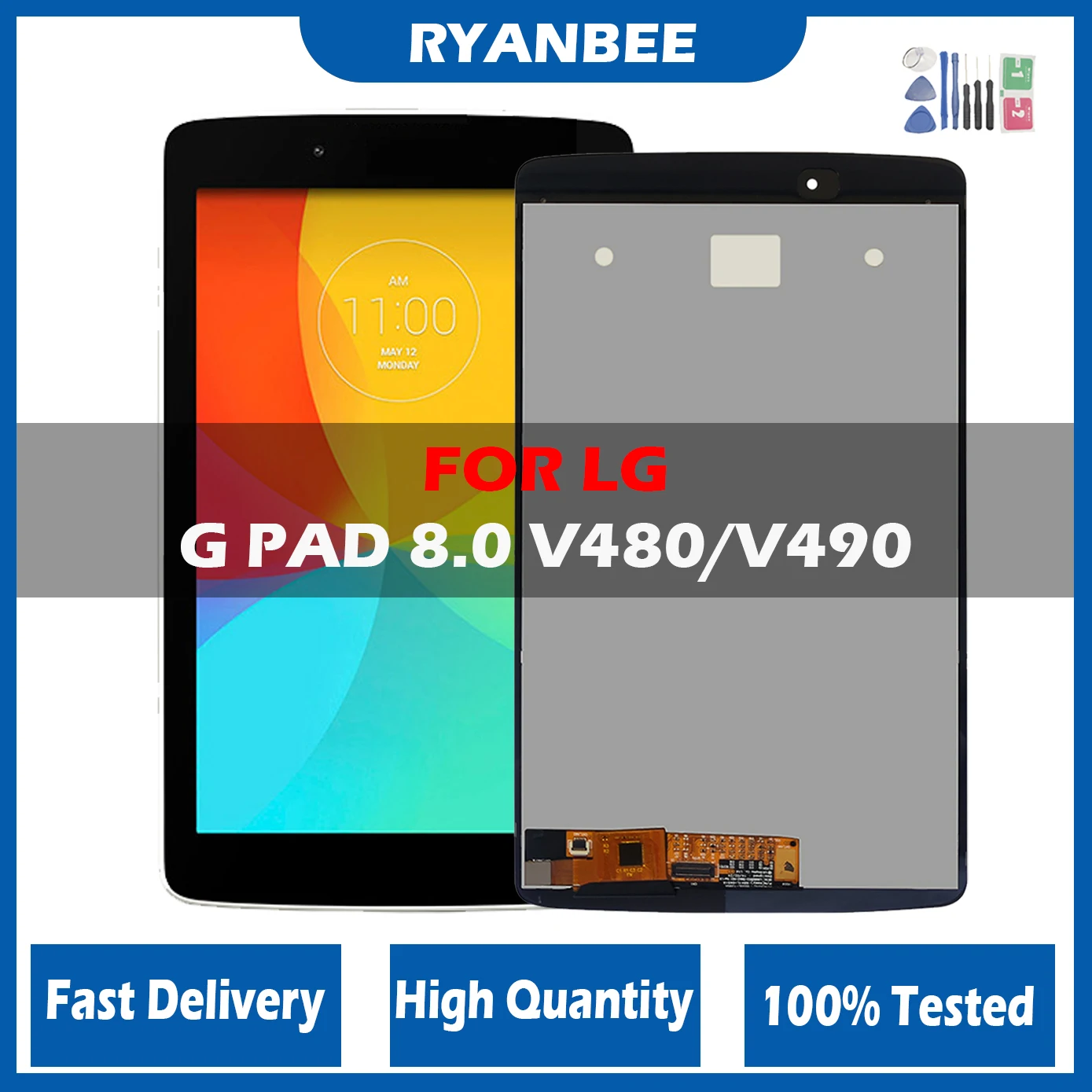 

100% Tested AAA+ 8" LCD Display For LG G Pad 8.0 V480 V490 LCD Display Touch Screen Digitizer Panel Assembly for LG V480 LCD